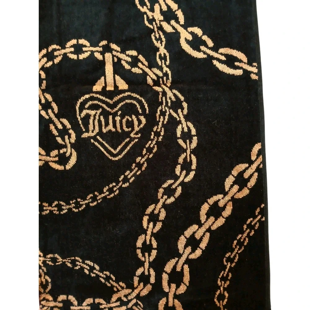 RARE NEW Juicy Couture Bath Beach Towel‎ Luxe Equestrian Gold Chains Discontinue